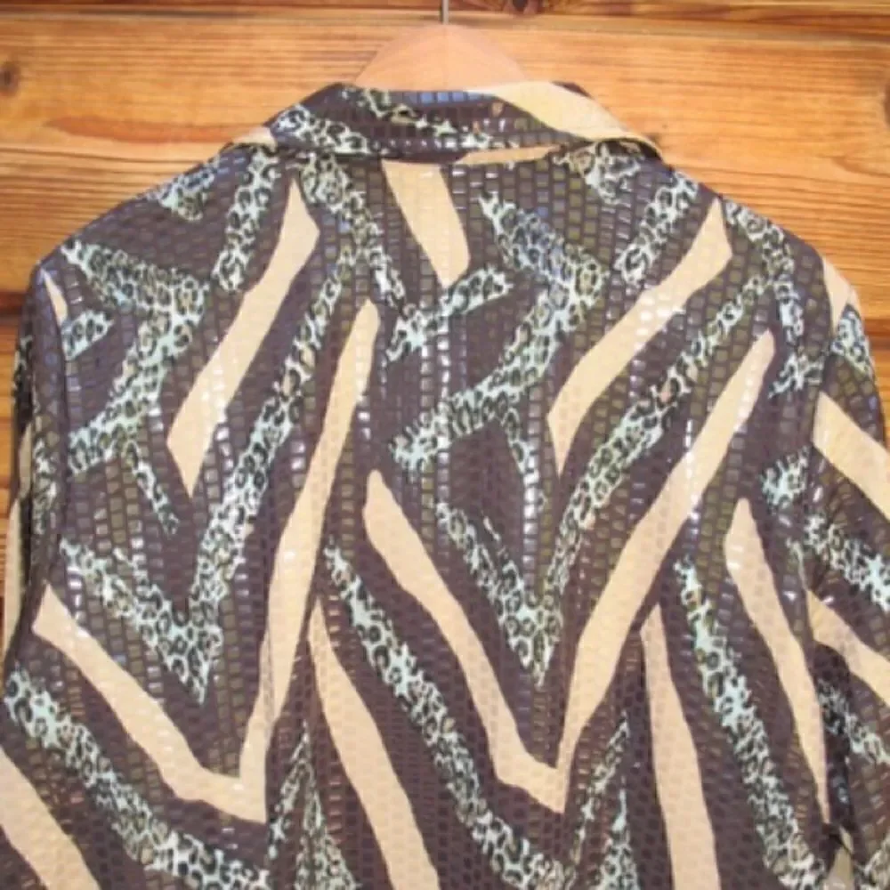 Misook  Brown Leopard Sequin Jacket XL